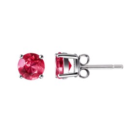 Franki Baker Genuine Burmese Round Small Dainty Ruby & Sterling Silver Stud Earring. Diameter 3mm.