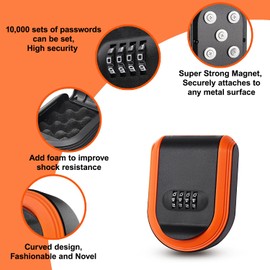 Dayear 2 in 1 Lock Key Safe Wall Mounted,Magnetic Key Holder with Combination Lock Hidden Under Car with 5Pcs Strong Magnet, Hider A Key for Storage Indoors,Outdoors/2Pcs/Black
