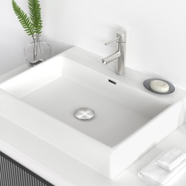 OUMDAVOY Bathroom Sink Drain with Overflow, Vessel Sink Pop-up Drain with Detachable Basket Stopper, Anti-Explosion and Anti-Clogging Drain Strainer,Brushed Nickel