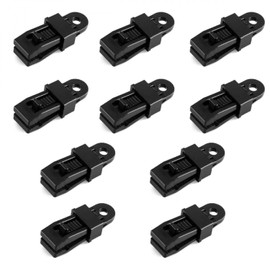 Linxor - Set aus 10 Spannzangen, Clips für Planen oder Leinwände - Schwarz