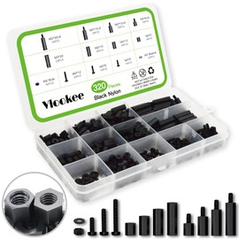 Vlookee Standoff kit 320PCS M2 Nylon Standoff Male Female Nylon Hex Spacer Standoff Screw Nut Assorted Assortment Kit Threaded Pillar PCB Motherboard,with Storage Box