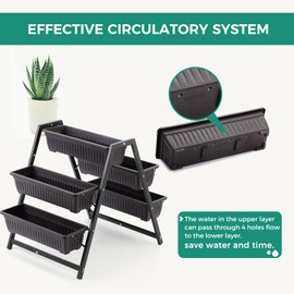 SweetBin Raised Garden Planter Bed, Tiered Planter Stand with 5 Boxes, 25" Long*30" Wide*31" Tall, Vertical Raised Garden Bed for Herbs, Flowers, or Vegetables in Patio Balcony Indoor Outdoor