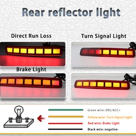 PGTOPONE Upgrade LED Rear Bumper Reflectors Light Fog Brake Tail Lamps Compatible with 2012-2017 Toyota Prius V & 2014-2016 Scion tC Replace OEM Stock Reflector Sequential Turn Signal Light (Red)