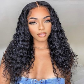 TOYERE Bob Wig Human Hair 13x6 Lace Frontal Deep Curly Wave, 200 Density Short Wigs for Black Women, Pre Plucked with Baby Hair Natural Hairline Easy to Style (18 Inch)