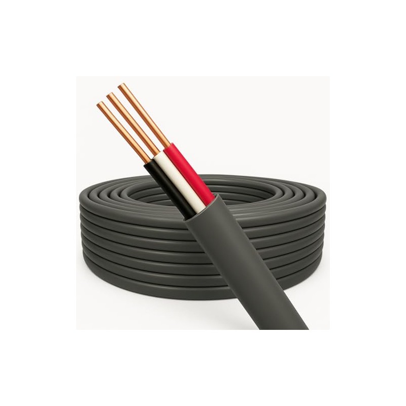 VVR Cable, 0.06 - 3 Core, Round, Gray, 3.3 ft