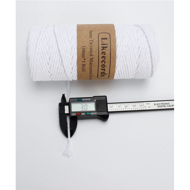 Likeecords Macrame String, 3 mm x 100.5 Metres, Coloured Macrame