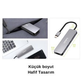 Omars 6 Port Type-C USB 3.1 PD 4K HDMI Video Transferi SD/TF Kart Uyumlu Hub Dönüştürücü Adaptör