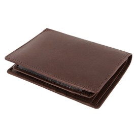 High Quality ID Card Case Wallet Real Leather Portrait Format 18 Compartments, brown
