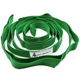 Stretching Strap Yoga Strap with Loops, Stretch Straps for Physical Therapy, Non-Elastic Exercise Strap for Pilates, Dance and Gymnastics with Workout Guide (Dark Green)