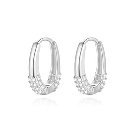 14K Gold Simple Moissanite Huggie Earrings, Round Moissanite Hoop Earrings for Women, Fashion Jewelry Gifts for Her, Large, 10K Gold 14K Gold, Moissanite