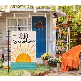Hello Sunshine Summer Garden Flag 12x18 Vertical Double Sided Farmhouse Holiday Outside Decorations Burlap Yard Flag BW285