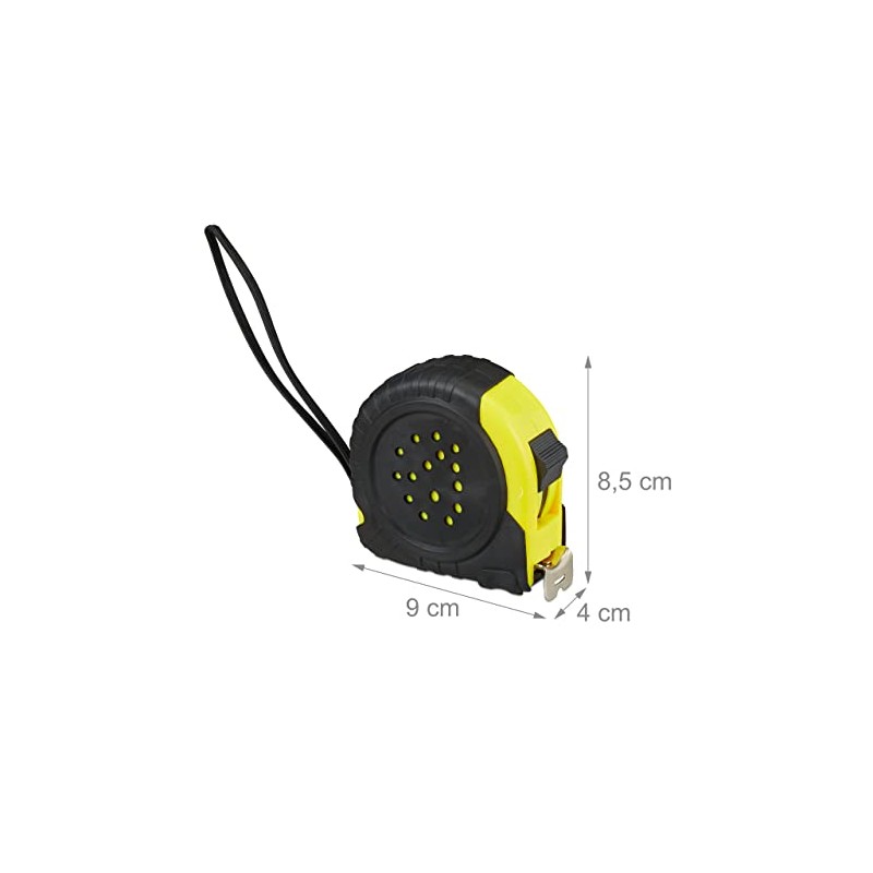 Relaxdays Tape Measure; Retractable Pro Measuring Tool, 10 m, cm