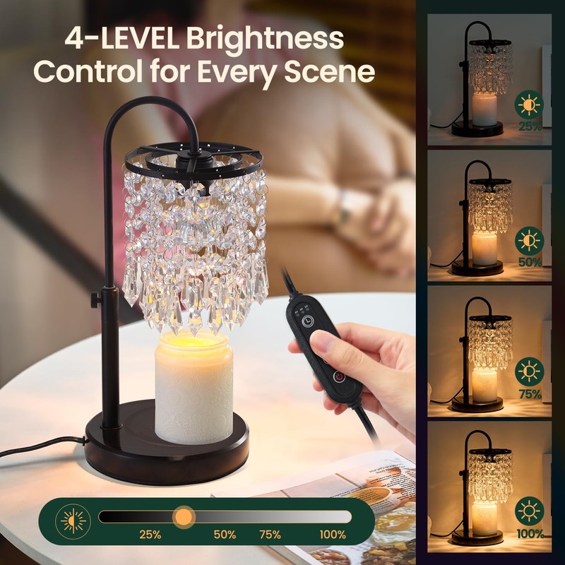LUBITA Candle Warmer Lamp with Timer Dimmer and 3 Bulbs,