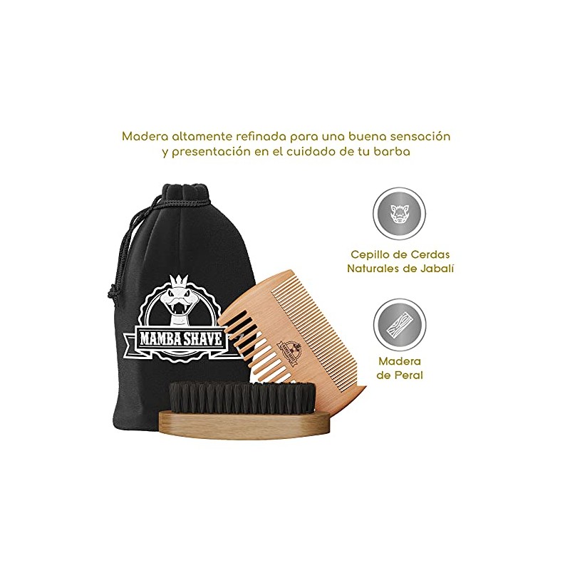 Mamba Shave Kit de Peine y Cepillo para Barba. Rattle