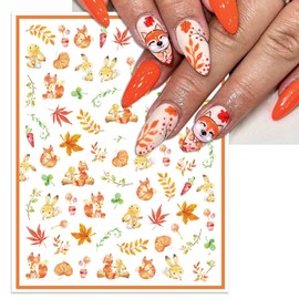 IDDFEVE Fall Nail Art Stickers, Thanksgiving Day Nail Decals, 3D Self-Adhesive Maple for DIY Autumn Nail Supplies Decoration(6 Sheets)