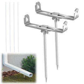 2 Pack Rainwater Downspout Bracket Downspout Adapters Heavy Duty Galvanized Iron Adjustable Size Rust-Proof Anchor for Pipe Support Easy Installation(White)