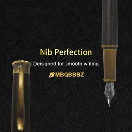 MBQBBBZ Fountain Pen,Handcrafted Wood With Smooth 0.5mm Stainless Steel Nib, Perfect For Writing,Calligraphy,Business & Special Occasions (Black)