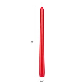 Mega Candles 12 pcs Unscented Red Taper Candle, Hand Poured Wax Candles 10 Inch x 7/8 Inch, Home Décor, Wedding Receptions, Baby Showers, Birthdays, Celebrations, Party Favors & More