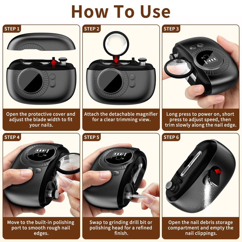 2026 Upgraded 5-in-1 Electric Nail Clipper for Fingernails & Toenails,4-Speed