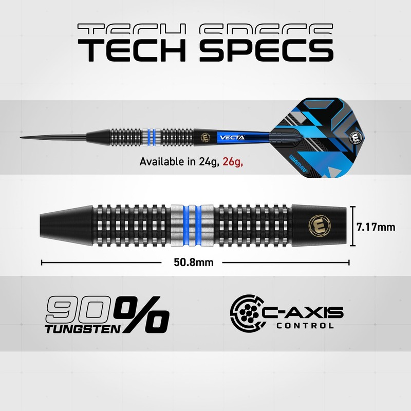 WINMAU Darts Galactics 26g 90% Professional Tungsten Steel Tip Darts