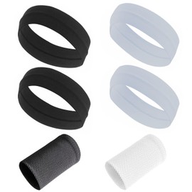 Pack of 4 sports headbands and 2 pairs of sports bracelets, sports equipment, sweatbands, breathable bracelets, unisex, suitable for running, fitness, football, yoga and other sports