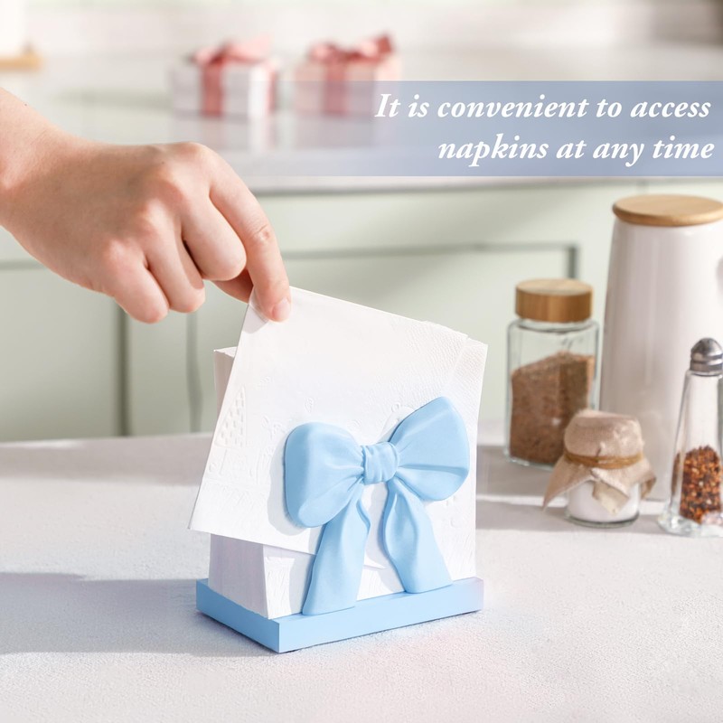 Chunful Blue Bow Napkin Holder Cute Kitchen Napkin Holder for