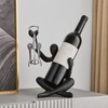FJSPERM Thinker Statue Wine Rack, Black Modern Rack for Kitchen