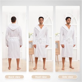 FG FEAYIGUDIM Terry Cloth Mens Robe,Soft Towel Bathrobe,Short House Shawl Collar Spa Coat with Pocket, White, 3X-Large-4X-Large Big Tall