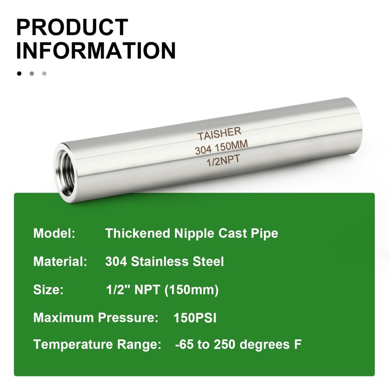 TAISHER 2PCS Stainless Steel Pipe Fittings, 1/2" NPT Female x