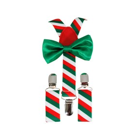 Christmas Holiday Candy Cane Bowties & Suspender Combos Adult Kids Baby (CC Green Solid (baby toddler)