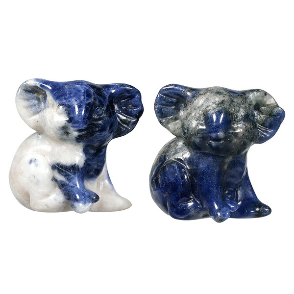 Rockcloud Set of 2 Sodalite Koala Bear Statue Pocket Stones,