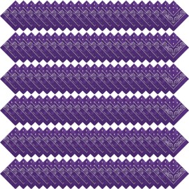 150 Pcs Bandanas Bulk, Colorful Paisley Bandanas Unisex Head Wrap Scarf Cowboy Bandanas Headband Handkerchief for Women Men (Purple)
