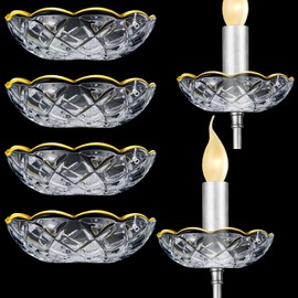 Bonuci 6 Pcs Chandelier Bobeche 4 Side Holes 4 Inch Crystal Chandelier Bobeche Cups Replacement Part and Accessories for Home Wedding Birthday Party Elegant Decor (Gold)