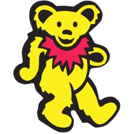 Dancing Bear - Yellow with Red Necklace - Bumper Sticker/Decal