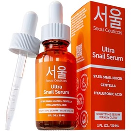 SeoulCeuticals Korean Skin Care Snail Mucin Serum - Korean Beauty Skincare Night Serum for Face - Contains Potent 97.5 K Beauty Snail  Hyaluronic...  