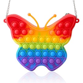 SE School & Seasonal Christmas Present Gift for Girls shoulder Bag Butterfly Fidget Purse Rainbow NEW