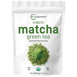 Micro Ingredients Organic Matcha Green Tea Powder, 1 lb | First Harvest, Culinary Grade from Japan | 100% Pure & Unflavored | Great for Tea, Latte & Smoothies | Non-GMO, No Sugar, Eco-Friendly Packaging