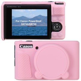 Canboc Silicone Cover for Canon PowerShot SX740 / SX730 Point and Shoot Digital Camera, SX740 Soft Silicone Protective Case with Detachable Lens Cover, Pink