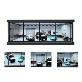 1/43 Car Garage Model,with LED Lighting Car Showroom Model,for 1/43 Scale Diecast Model Car,Scene Display Cabinet Model