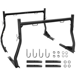 MaxxHaul 50241 Adjustable Steel Truck Ladder Rack – No Drill Installation, 500 lbs Capacity, 52"–71" Width, Clamp On J-Bolt Mount, Tie-Down Anchors, Pair – Lumber, Kayak, Canoe, Surfboard