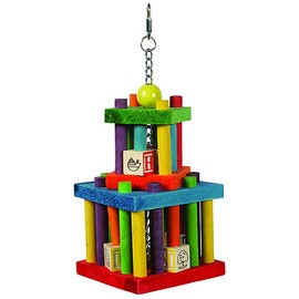 The Bird House Wooden Building Block Maze Bird Toy Fun Interactive Playing Chewing Biting Non Toxic Easy to Use for Caged Parrots Large Medium Birds