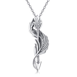 ONEFINITY Feather Necklace S925 Sterling Silver Chevron Arrow Vintage Pendant Jewelry for Women Men