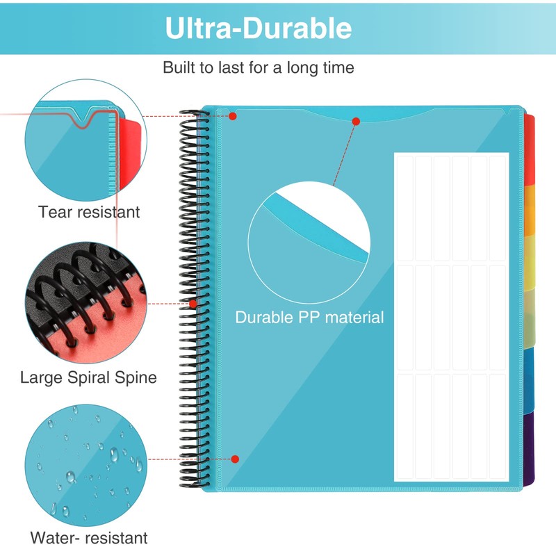 12 Pocket Project Organizer, Forvencer 1/6-cut Tab Binder Organizer with