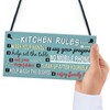RED OCEAN Funny Rustic Kitchen House Rules Home Decorative Hanging