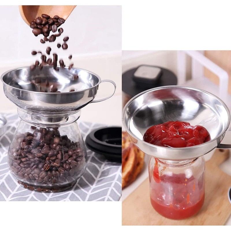 Stainless Steel Canning Funnel Set, Jar Funnel Lifter with Grip