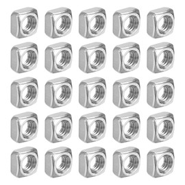 sourcing map M6-1x5 Square Nuts, 304 Stainless Steel Coarse Thread Square Nuts Fasteners for Home Repairs and Professional Engineering, Silver, 100pcs