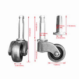 LUXUFUL 1" Swivel Stem Ball Caster Wheel, Zinc Alloy Antique Style Silent Castor for Furniture Socket Type Mounting Stem, Antique Brass, 353lbs, Pack of 4