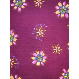 New Flower Maroon Floral Cotton Fabric 1/4 Yard - Great for Masks or Quilts