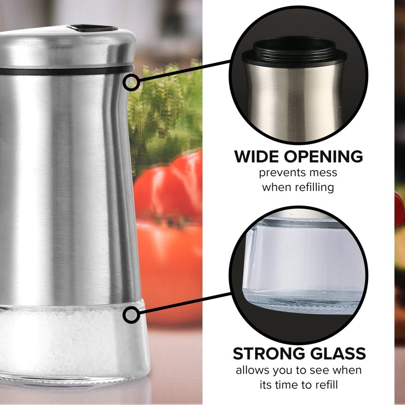 The Original Salt and Pepper Shakers set - Silver- Spice