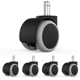 Office Chair Wheels, 10 x 22 mm Replacement Hard Floor Castors for Gaming Chairs, Wheels for Office Chairs to Protect the Floor, Ideal for Parquet, Laminate, Tiles and Stone Floors (5 Pieces, Grey)